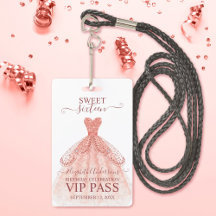 Roze Gouden Sweet 16 Verjaardag VIP Badge