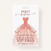 Roze Gouden Sweet 16 Verjaardag VIP Badge (Voorkant)