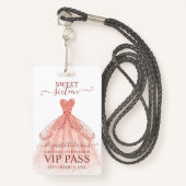 Roze Gouden Sweet 16 Verjaardag VIP Badge (Voorkant met draagriem)