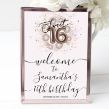 Roze Gouden Sweet 16 Verjaardagsballonnen Roze Wel