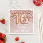 Roze Gouden Sweet 16 Verjaardagsfeestje Servet (Insitu)