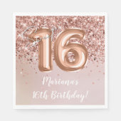 Roze Gouden Sweet 16 Verjaardagsfeestje Servet (Voorkant)