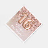 Roze Gouden Sweet 16 Verjaardagsfeestje Servet (Hoek)
