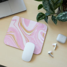Roze & Gouden Swirl Mousepad - Esthetische Kantoor