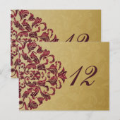 Roze gouden tafel nummers briefkaarten (Voorkant / Achterkant)