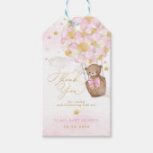 Roze Gouden Teddybeer Heet Luchtballon Wolken Ster Cadeaulabel (Voorkant)