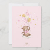 Roze Gouden Teddybeer Moon & Rug Baby shower Kaart (Achterkant)