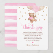 Roze Gouden Teddybeer Veel Baby shower Bedankkaart (Voorkant / Achterkant)