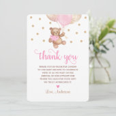 Roze Gouden Teddybeer Veel Baby shower Bedankkaart (Staand voorkant)