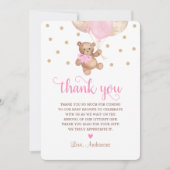 Roze Gouden Teddybeer Veel Baby shower Bedankkaart (Voorkant)