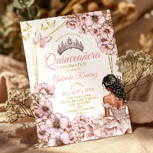 Roze Gouden Tiara Bloem Vlinder Quinceañera