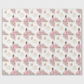 Roze Gouden Tiara Bloem Vlinders Sticker Cadeaupapier (Vlak)