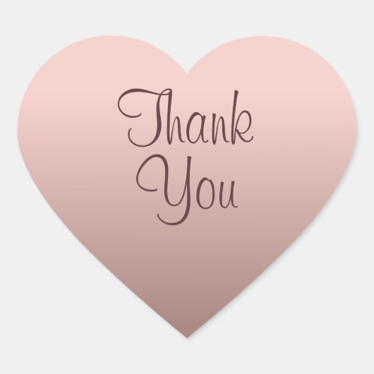 Roze Gouden Trend Kleur Template Bedankt Tekst Hart Sticker (Voorkant)