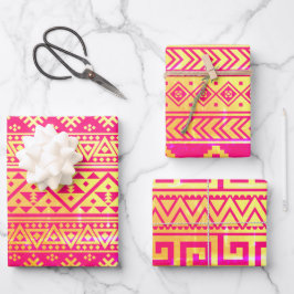 Roze gouden tribale geometrische inpakpapier vel
