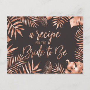 Roze Gouden Tropisch Blad Bruiloft Feest Recept Ka Briefkaart