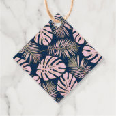 Roze, gouden tropische bladeren marineschandje bed bedankjes labels (Achterkant)