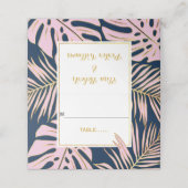 Roze, gouden tropische bladeren marinesuruuw bruil plaatskaartje (Buitenkant ongevouwen)