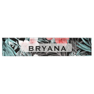 Roze Gouden Tropische Botanische Eiland Paradijs C Naambordje