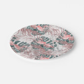 Roze Gouden Tropische Flamingo's Bladeren & Marmer Papieren Bordje (Gekanteld)