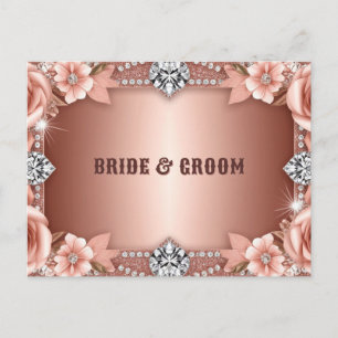 Roze Gouden Trouw Bloem Frame Briefkaart