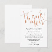 Roze Gouden Trouw Dankkaart Kaart (Voorkant / Achterkant)