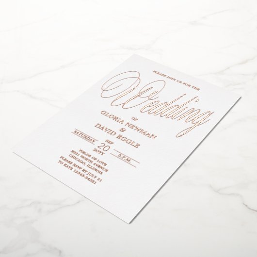 Roze Gouden Trouw Echt Folie Uitnodiging (Gedraaid)