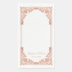 Roze Gouden Trouw Elegante Vintage Antieke Schrift Servet