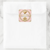 🌹 Roze Gouden Trouw Hart Viering 💍 Vierkante Sticker (Tas)