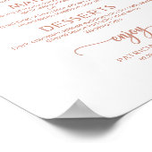 Roze Gouden Trouw Menu Bord Rustieke Calligrafie Poster (Hoek)