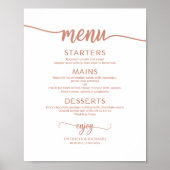 Roze Gouden Trouw Menu Bord Rustieke Calligrafie Poster (Voorkant)