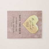 Roze Gouden Trouw Save The Date Legpuzzel (Horizontaal)