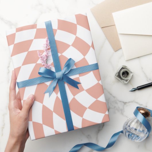 Roze Gouden Trouwcollectie Geruit Geruit Cadeaupapier (Geschenken)