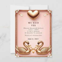 🌺 Roze Gouden Trouwcollectie 💐 RSVP Kaartje