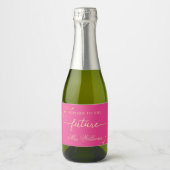 Roze Gouden Trouwfeest Sparkling Wine Favor L Sparkling Wijnetiket (Voorkant)