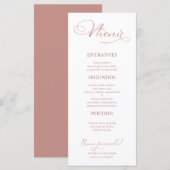 Roze Gouden Trouwmenu Spaanse Formulering Menu (Voorkant / Achterkant)