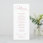 Roze Gouden Trouwmenu Spaanse Formulering Menu (Staand voorkant)