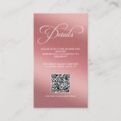 Roze Gouden Trouwreceptie QR-code Informatiekaartje (Voorkant)