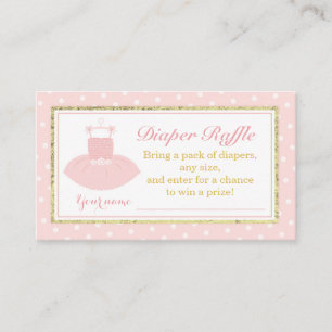 Roze & Gouden Tutu Baby shower Luier Raffle Ticket Informatiekaartje