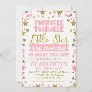 Roze Gouden Twinkle twinkle kleine ster verjaardag Kaart