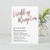 Roze Gouden Typografie Bruiloftsreceptie Kaart (Staand voorkant)