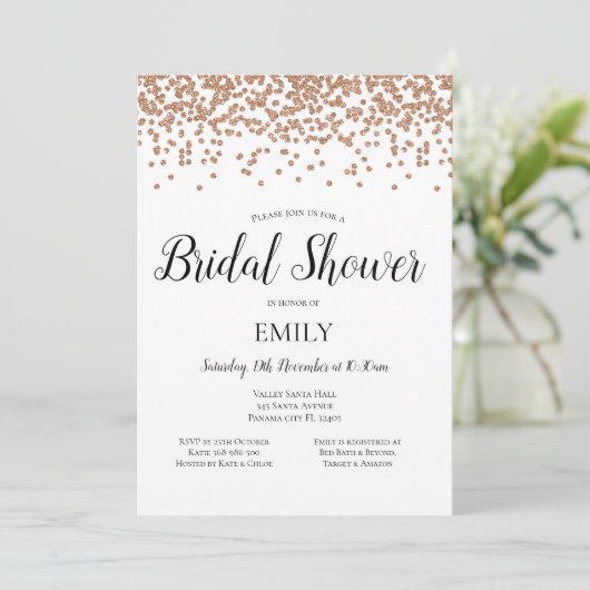 Roze Gouden Uitnodiging (Staand voorkant)