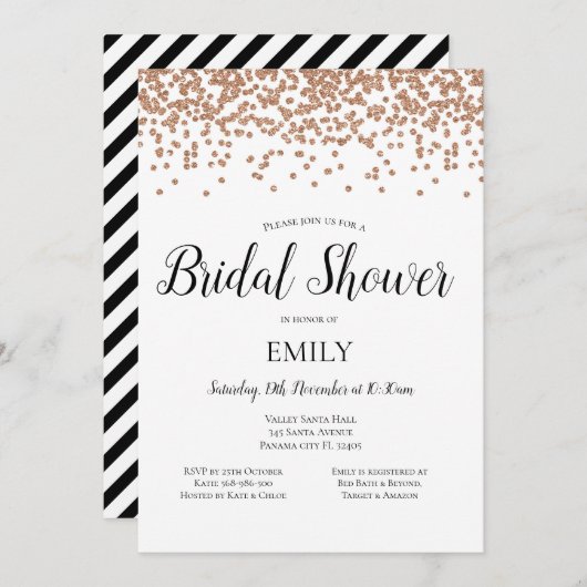 Roze Gouden Uitnodiging (Voorkant / Achterkant)