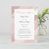 Roze Gouden Uitnodiging, Baby, Bruidsfeest, Diner Kaart (Staand voorkant)