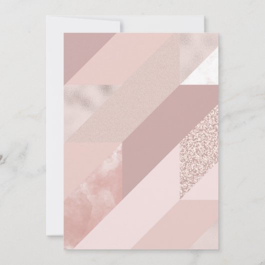 Roze Gouden Uitnodiging, Baby, Bruiloft, Verjaarda Kaart (Achterkant)