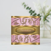 Roze Gouden Uitnodigingen Voor Alle Gelegenheden F (Staand voorkant)