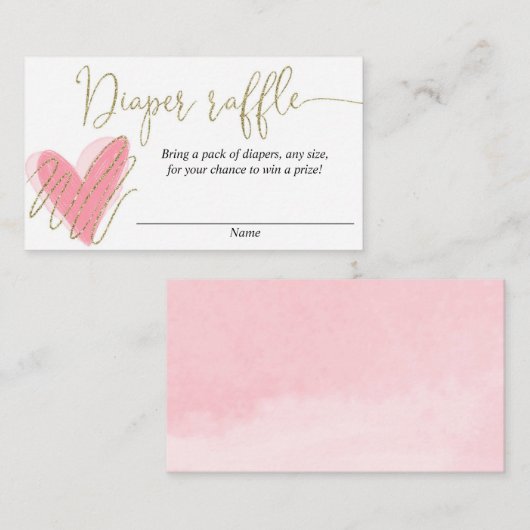 Roze gouden Valentijnsdag hart luier loterij kaart (Voorkant / Achterkant)