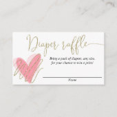 Roze gouden Valentijnsdag hart luier loterij kaart (Voorkant)