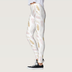 Roze gouden veren leggings
