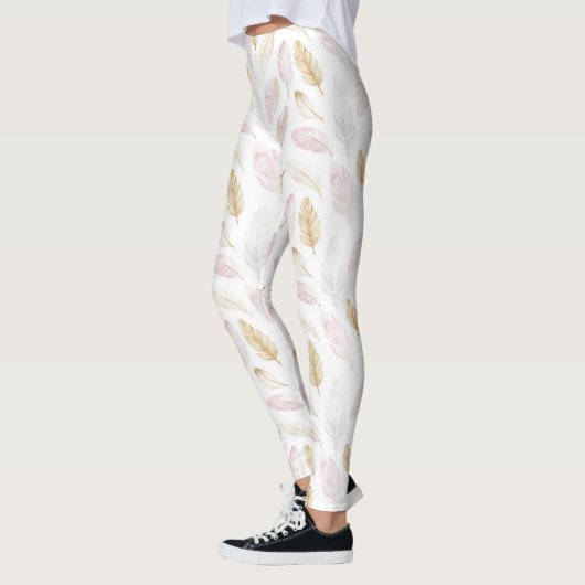 Roze gouden veren leggings (Links)