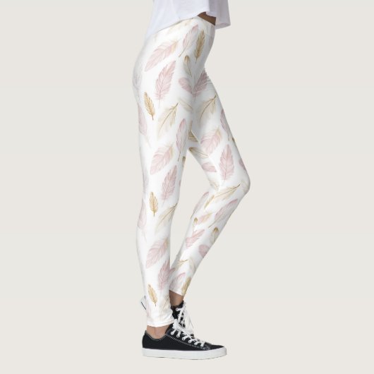 Roze gouden veren leggings (Rechts)